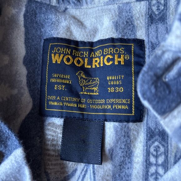 Vintage Men’s Woolrich Button Down Flannel Fisherman Size Medium Blue - Picture 2 of 6